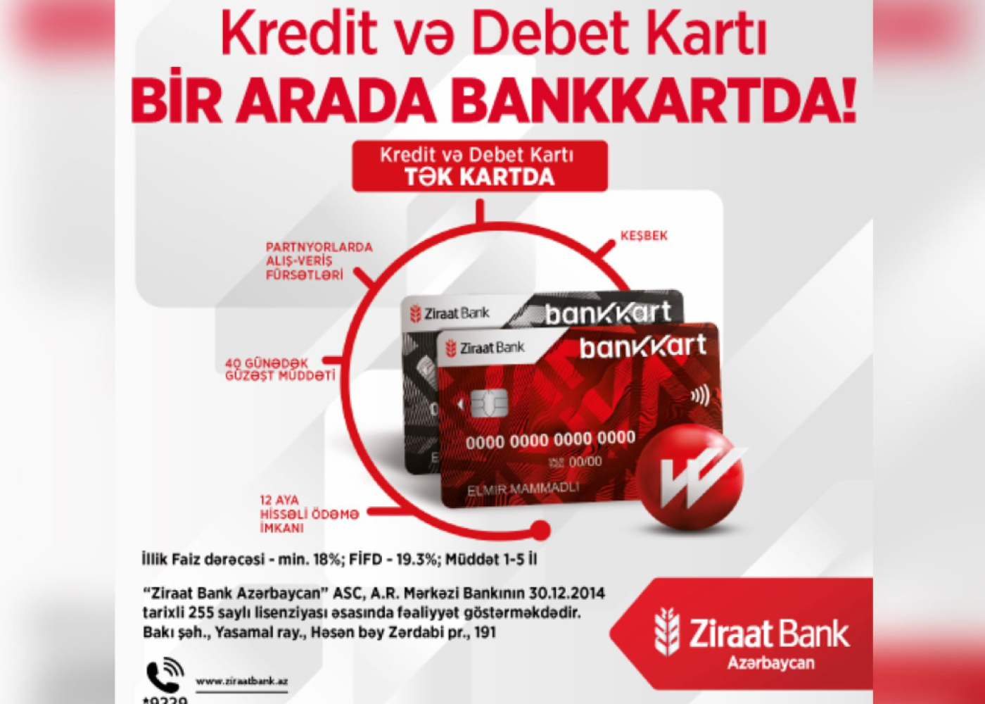 "Ziraat Bank Azərbaycan" Bankkart ilə kredit və debet kartlarınıtək kartda birləşdirdi! - VİDEO